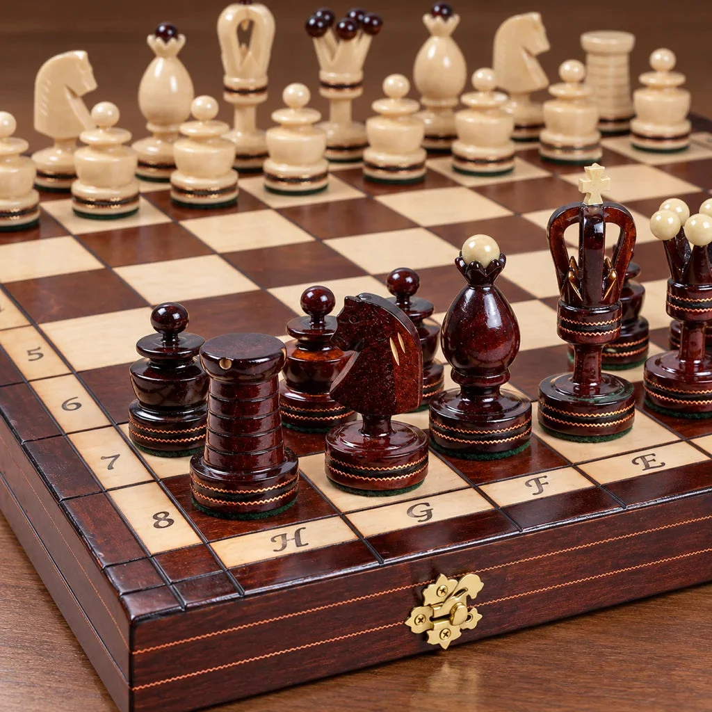 Set di scacchi L’Orfèvre — dettaglio del legno e del decoro