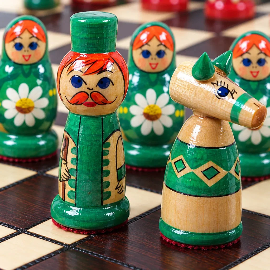 Matriochka chess set — carving detail