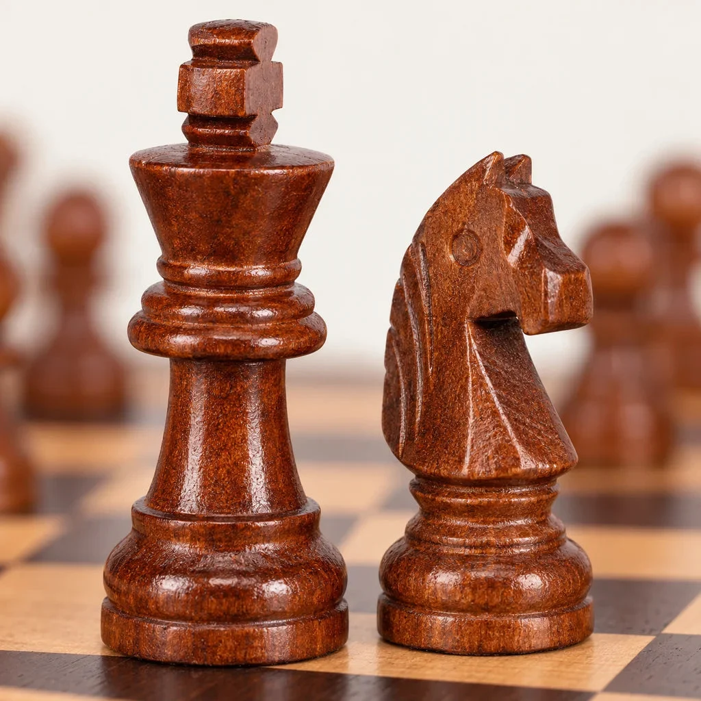 Nomade ebony magnetic chess set — carving detail