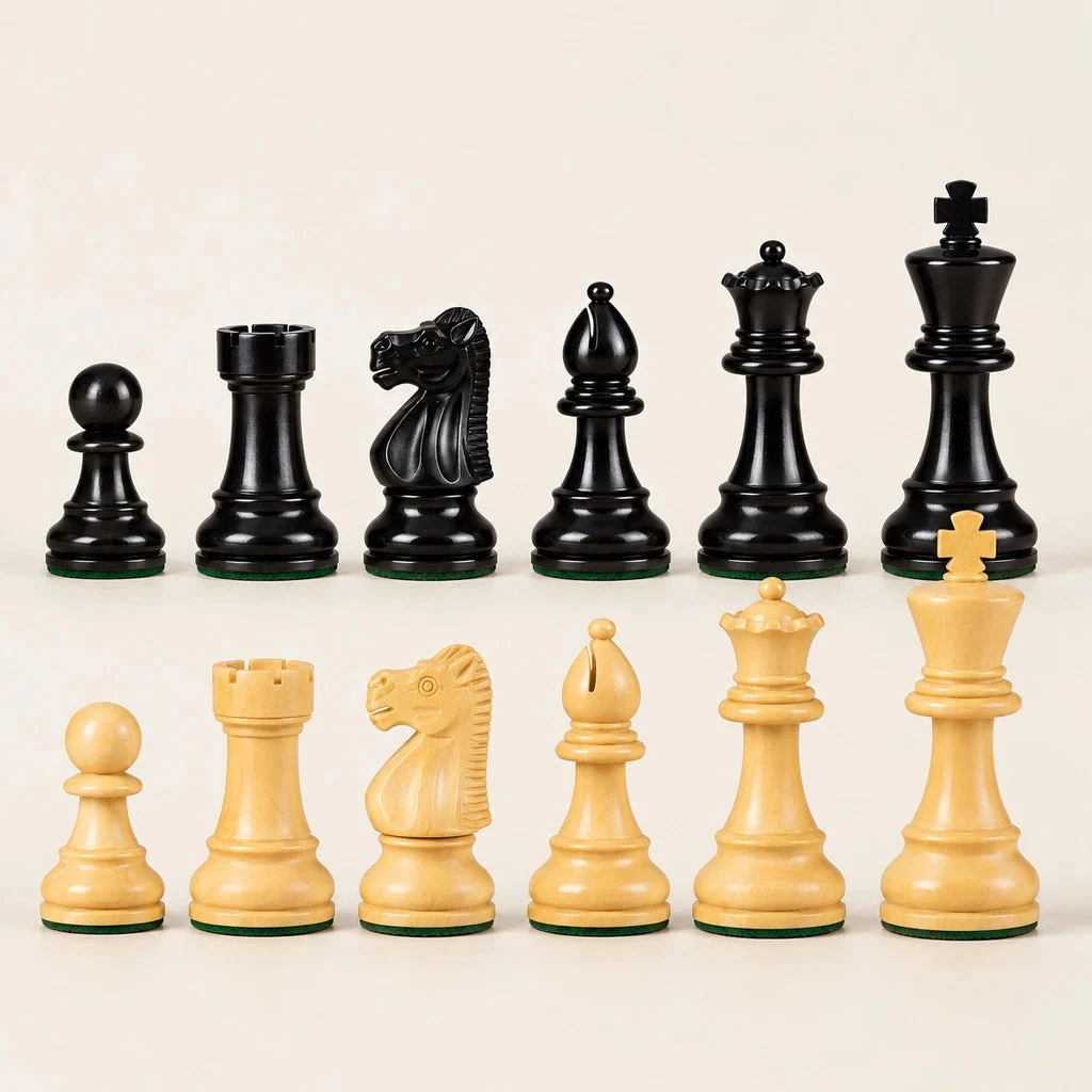 Régence No. 4 chess set — row of pieces