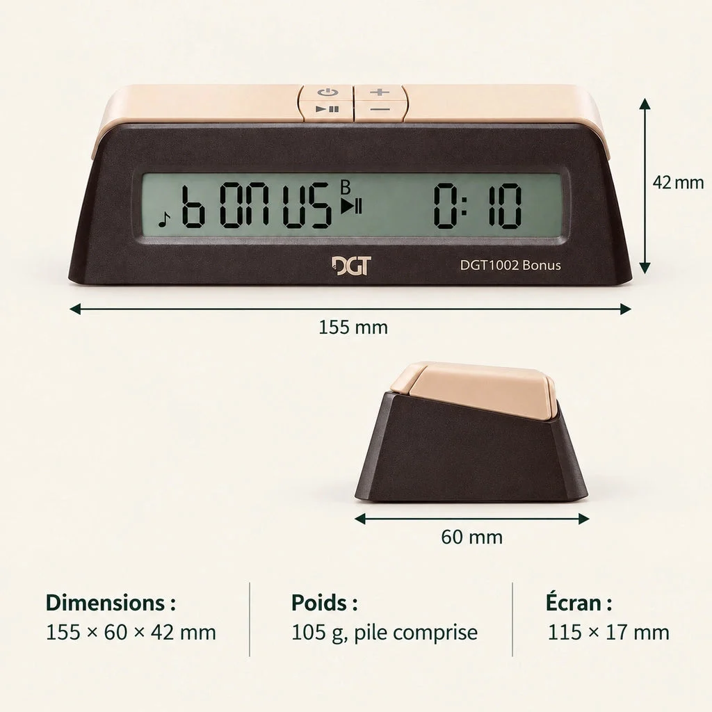 DGT 1002 Bonus digital chess clock — dimensions