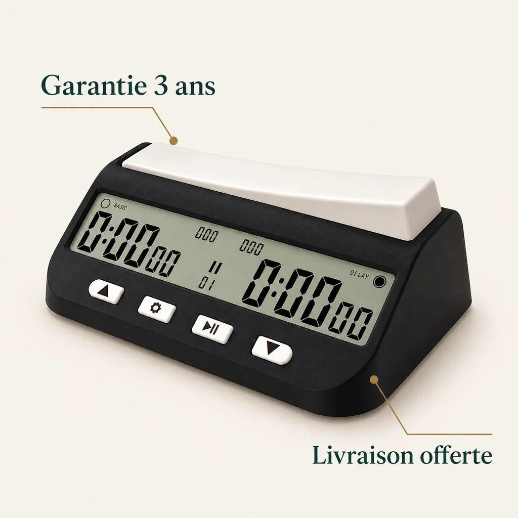 Black Digital Chess Clock with LCD Screen — key features
