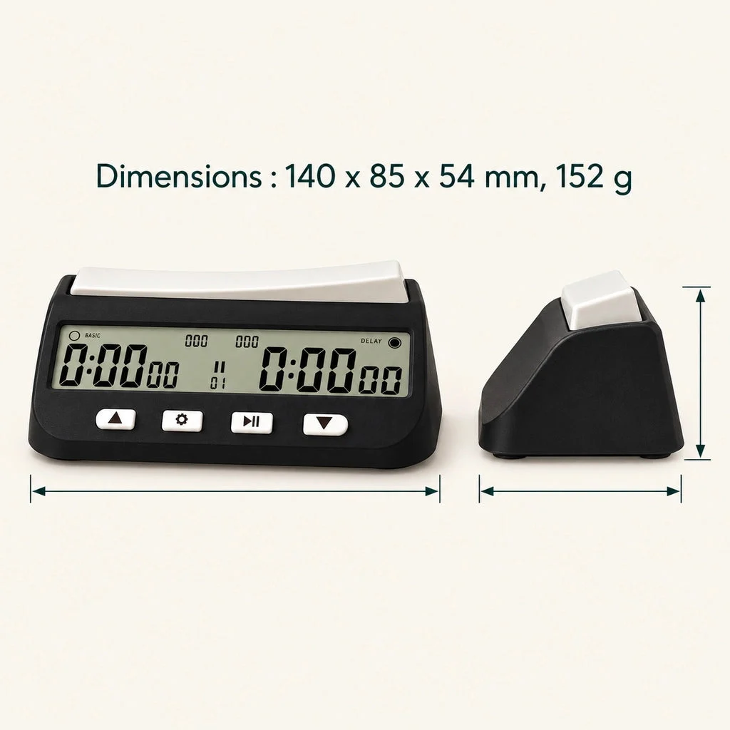 Black Digital Chess Clock with LCD Screen — dimensions