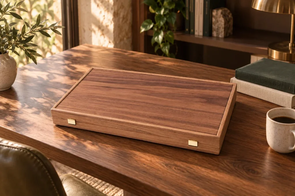 Backgammon Manopoulos BKB1 z orecha a čierneho duba — 48 × 30 cm — ďalšia chvíľa doma