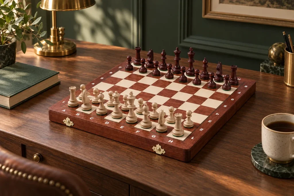 Régence No. 4 chess set – weighted pieces, extra queens, 80 mm king – another moment at home