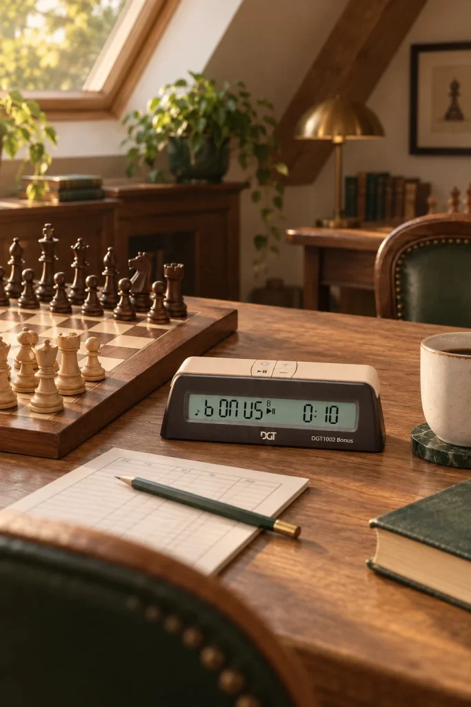 DGT 1002 Bonus digital chess clock – with increment in a home setting