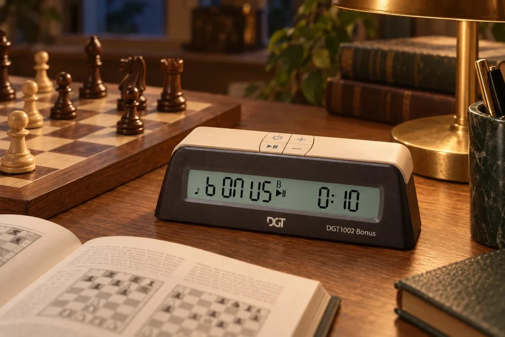 DGT 1002 Bonus digital chess clock – with increment – another moment at home