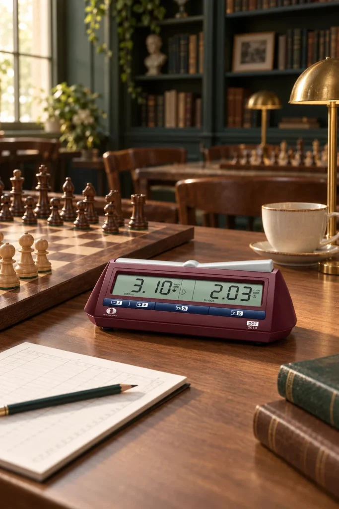 DGT 2010 digital chess clock in a home setting